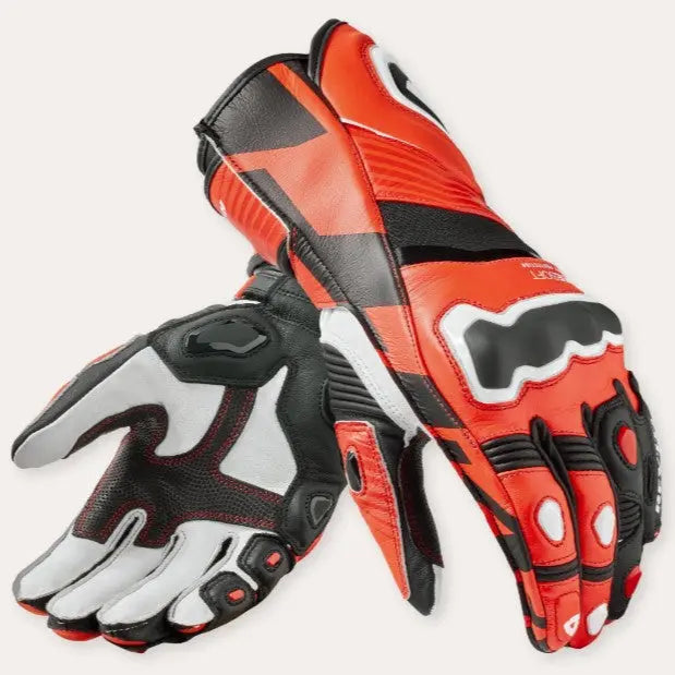 Revit Jerez 4 Leather Gloves Neon Red / Black  - FREE UK Shipping, FREE 365 Day Returns | Moto Central