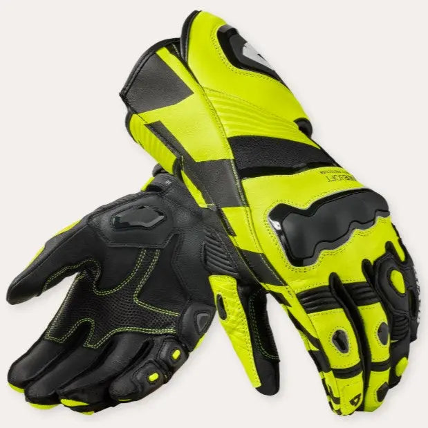 Revit Jerez 4 Leather Gloves Neon Yellow / Black  - FREE UK Shipping, FREE 365 Day Returns | Moto Central