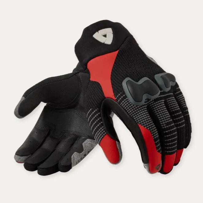 Revit Kinetic 2 Leather / Textile Gloves Black / Red  - FREE UK Shipping, FREE 365 Day Returns | Moto Central