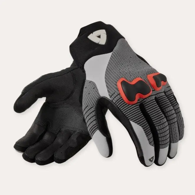 Revit Kinetic 2 Leather / Textile Gloves Grey / Red  - FREE UK Shipping, FREE 365 Day Returns | Moto Central