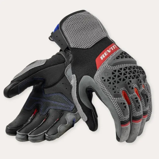 Revit Sand 5 Ladies Leather Gloves Grey / Red  - FREE UK Shipping, FREE 365 Day Returns | Moto Central