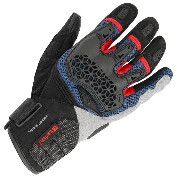 Richa Bogota Textile Gloves Black / Blue / Red  - FREE UK Shipping, FREE 365 Day Returns | Moto Central