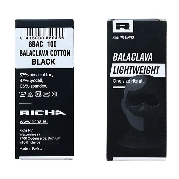 Richa Cotton Balaclava Black FREE UK Delivery, FREE 365 Day Returns | Moto Central