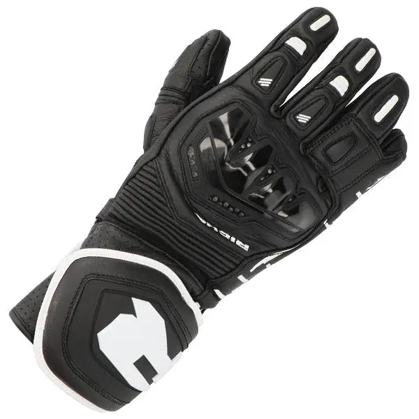 Richa Stradale Long Leather Gloves Black / White  - FREE UK Shipping, FREE 365 Day Returns | Moto Central