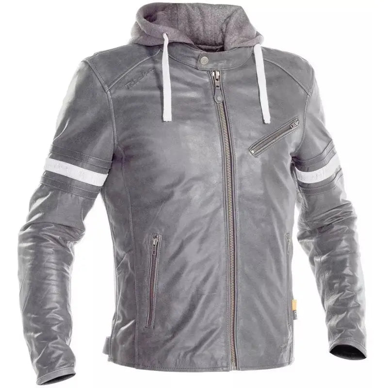 Richa Toulon 2 Hooded Leather Jacket Grey  - FREE UK Shipping, FREE 365 Day Returns | Moto Central