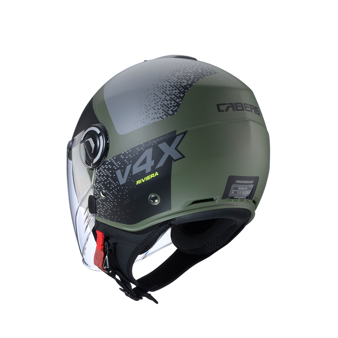 Caberg Riviera V4X Alpha Open Face Helmet Matt Military Green / Black / Grey - FREE UK Shipping, FREE 365 Day Returns | Moto Central