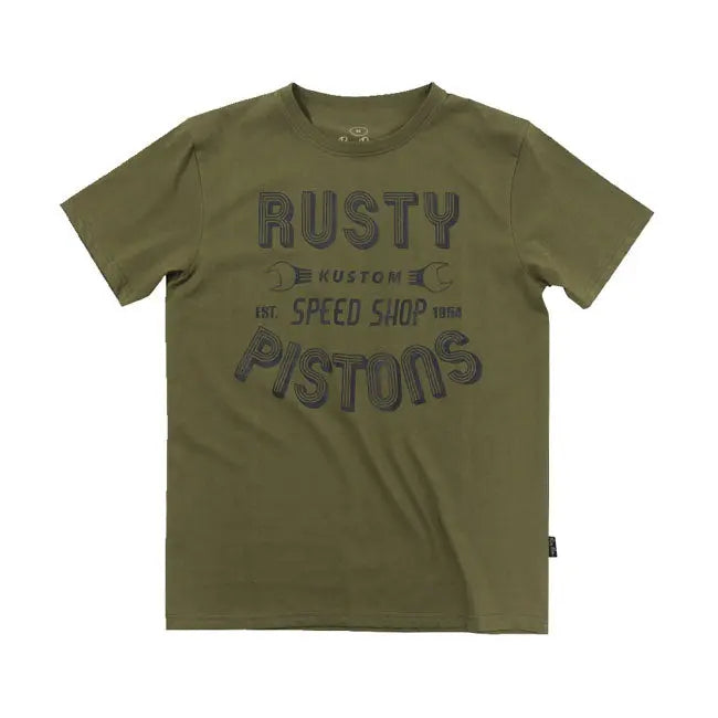 Rusty Pistons Hulton T-Shirt Khaki  - FREE UK Shipping, FREE 365 Day Returns | Moto Central