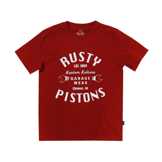 Rusty Pistons Vista T-Shirt Bordeaux  - FREE UK Shipping, FREE 365 Day Returns | Moto Central