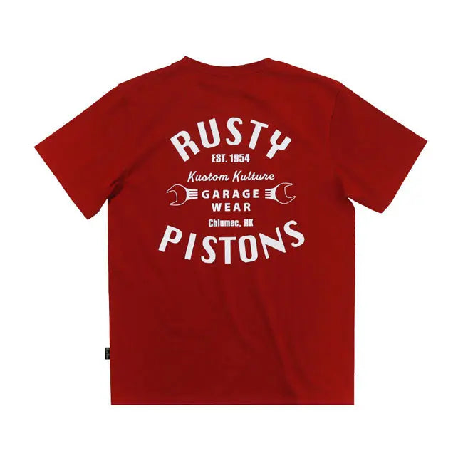 Rusty Pistons Vista T-Shirt Bordeaux  - FREE UK Shipping, FREE 365 Day Returns | Moto Central