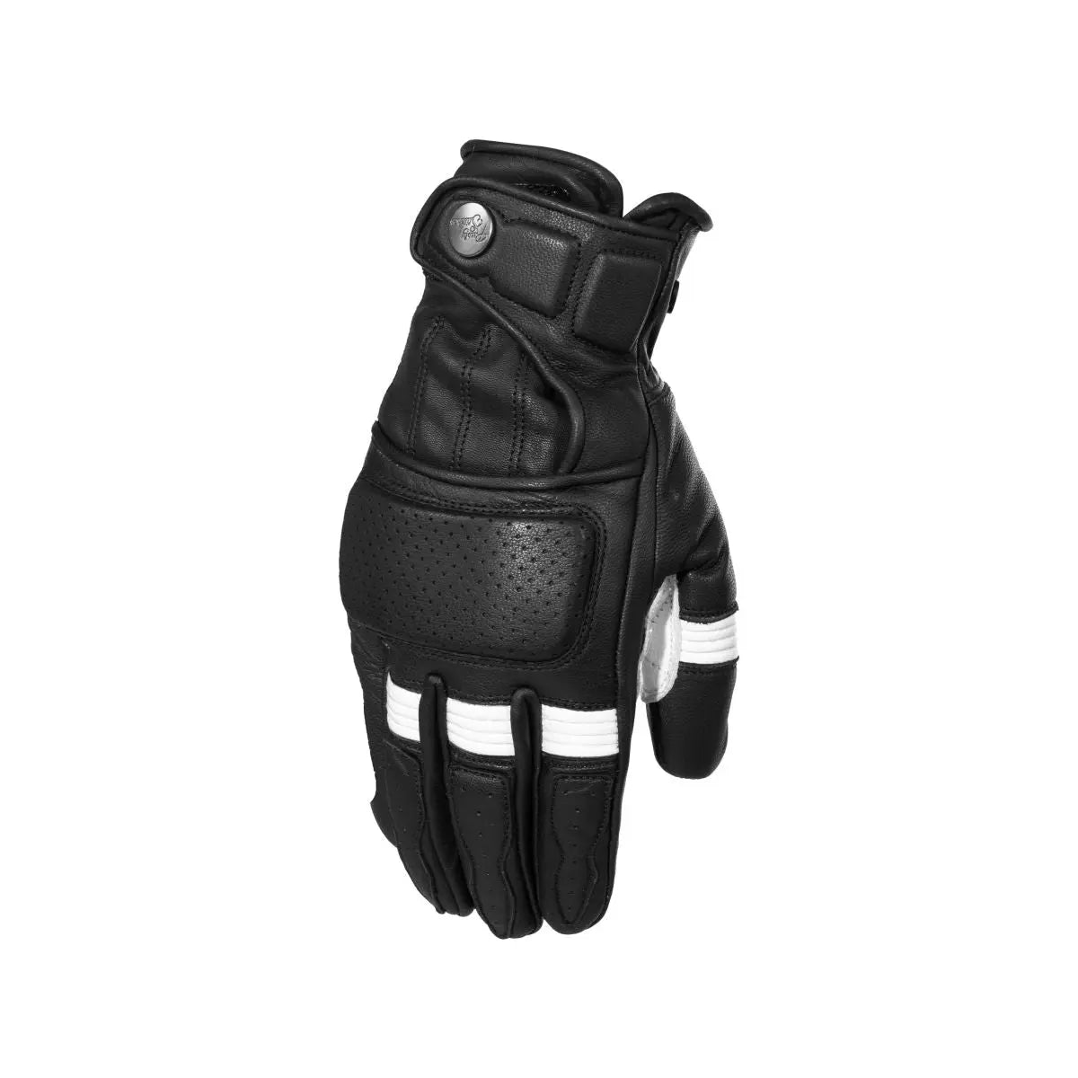 Rusty Stitches Calvin Leather Gloves Black / White - FREE UK Shipping, FREE 365 Day Returns | Moto Central