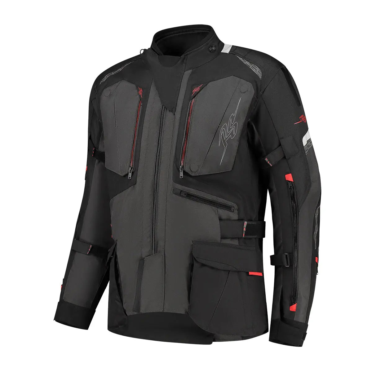 Rusty Stitches Cliff Textile Jacket Black / Grey / Red - FREE UK Shipping, FREE 365 Day Returns | Moto Central