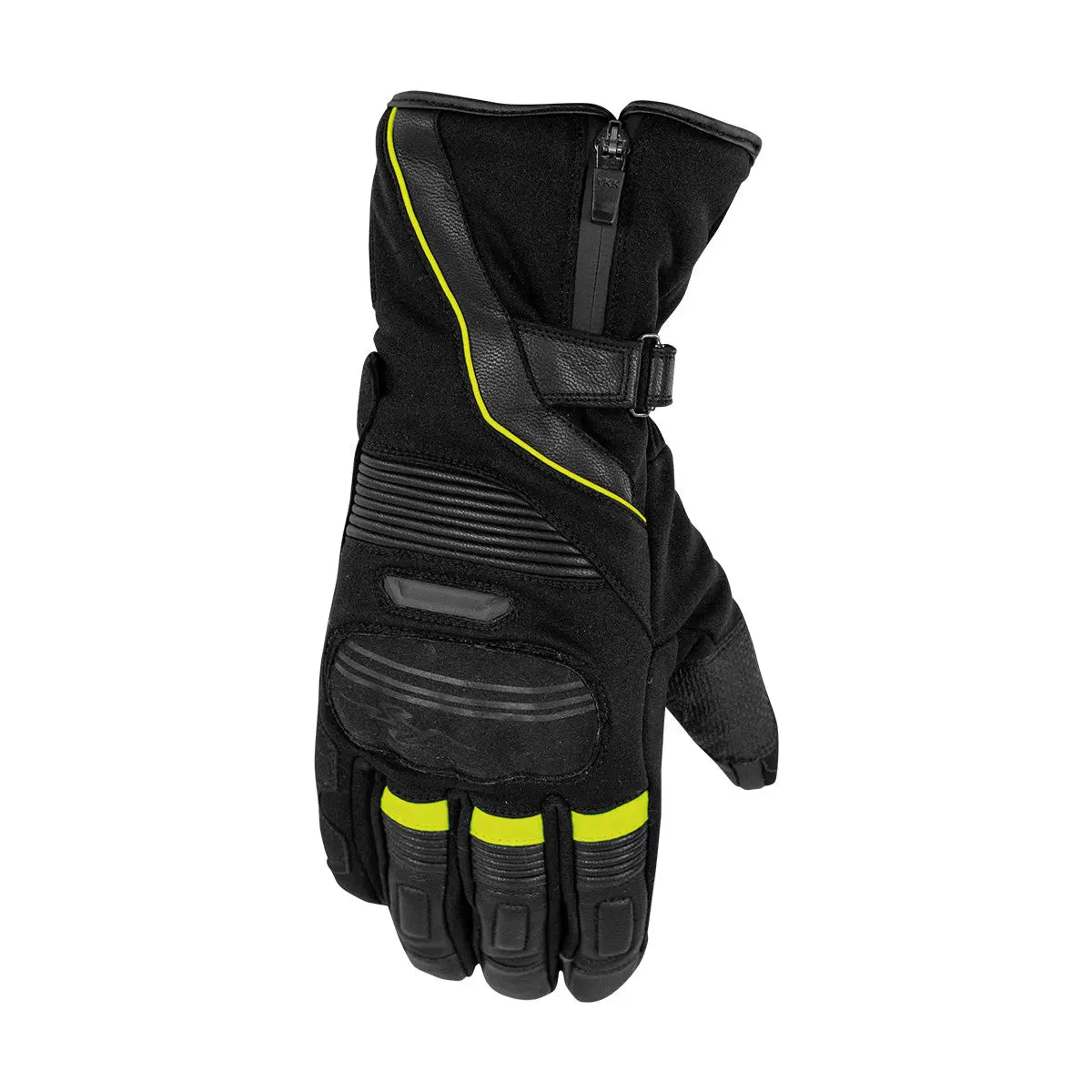 Rusty Stitches Cole Textile Gloves Black / Fluo Yellow - FREE UK Shipping, FREE 365 Day Returns | Moto Central