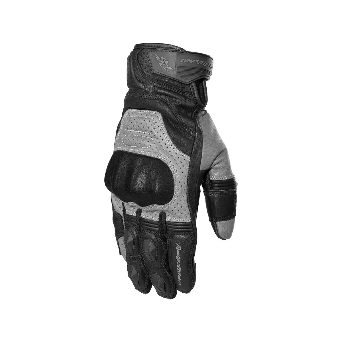 Rusty Stitches Conner Leather Gloves Black / Grey - FREE UK Shipping, FREE 365 Day Returns | Moto Central