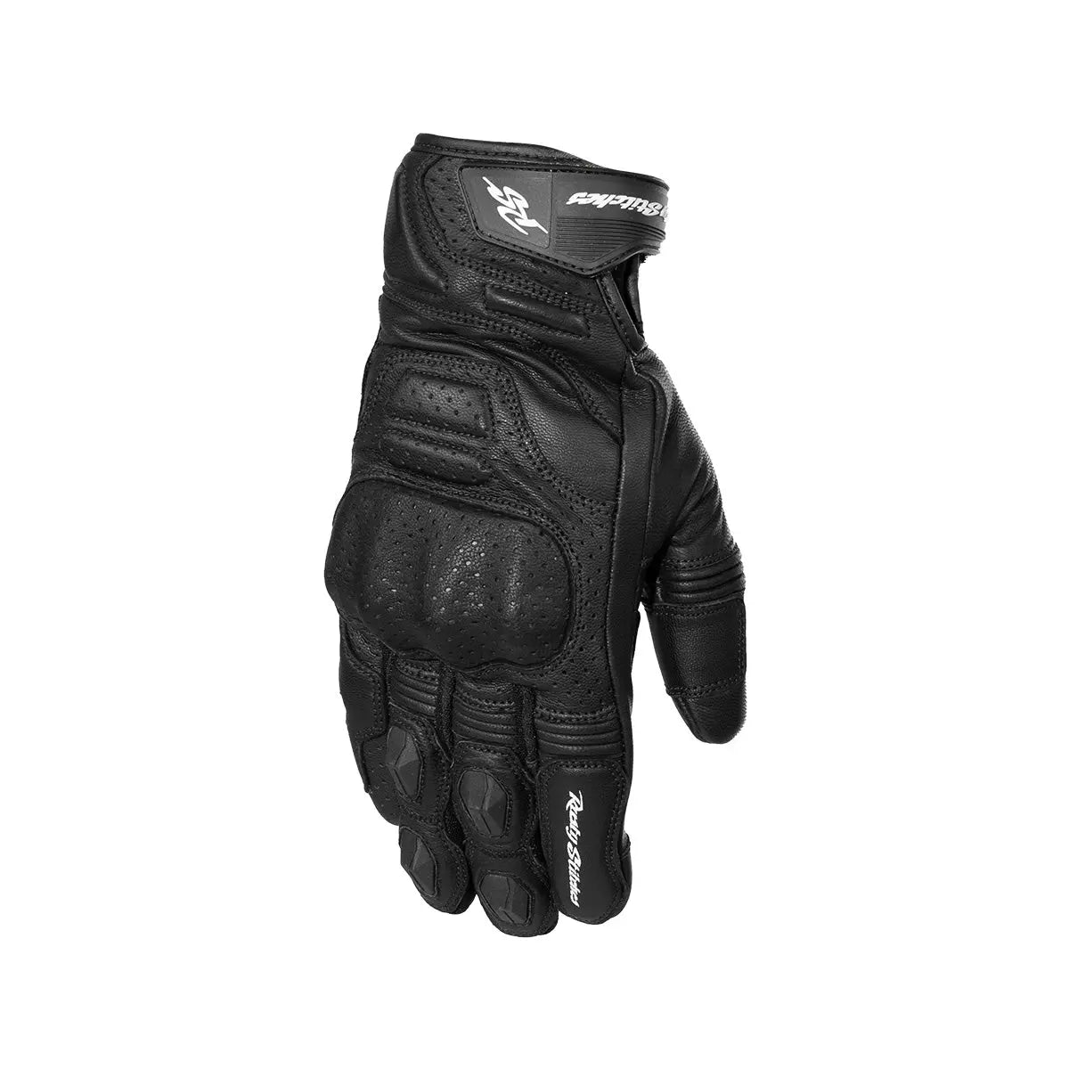 Rusty Stitches Conner Leather Gloves Black - FREE UK Shipping, FREE 365 Day Returns | Moto Central