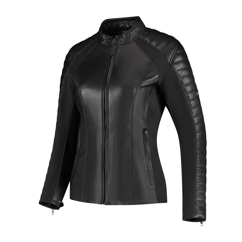 Rusty Stitches Donna Ladies Leather Jacket Black - FREE UK Shipping, FREE 365 Day Returns | Moto Central