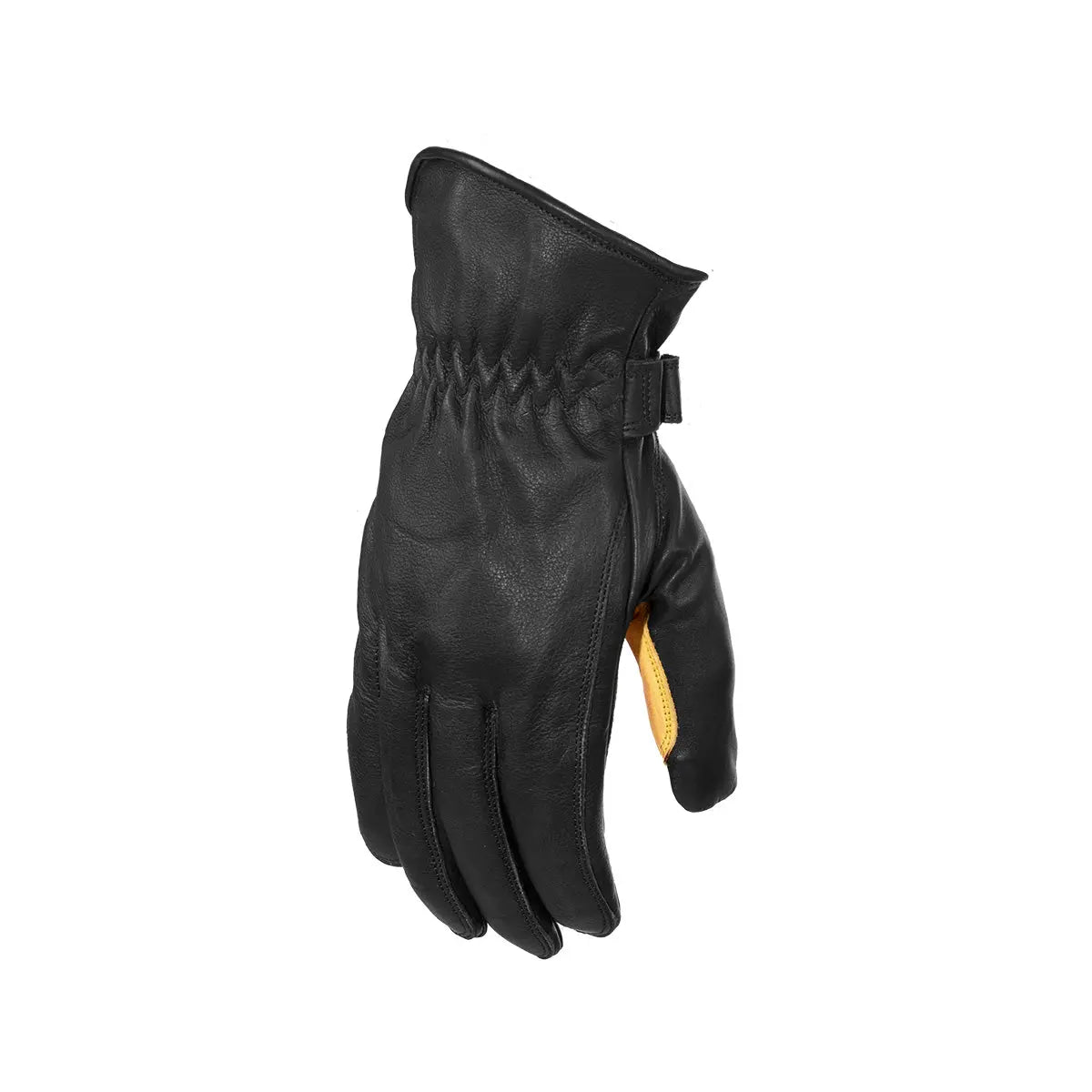 Rusty Stitches Johnny Leather Gloves Black / Yellow - FREE UK Shipping, FREE 365 Day Returns | Moto Central