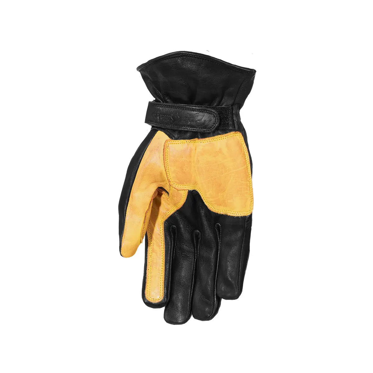 Rusty Stitches Johnny Leather Gloves Black / Yellow - FREE UK Shipping, FREE 365 Day Returns | Moto Central