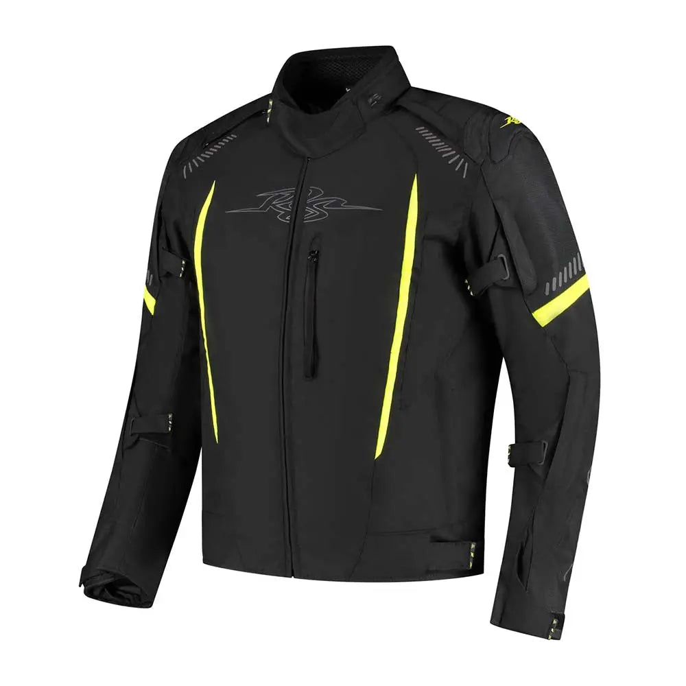 Rusty Stitches Pete Textile Jacket Black / Fluo Yellow - FREE UK Shipping, FREE 365 Day Returns | Moto Central