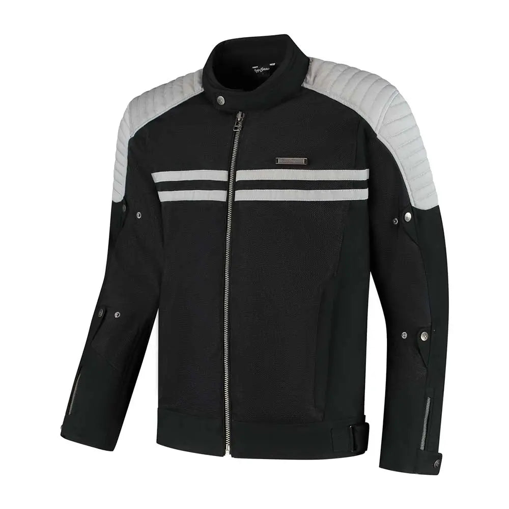 Rusty Stitches Sean Textile Jacket Black / Grey - FREE UK Shipping, FREE 365 Day Returns | Moto Central