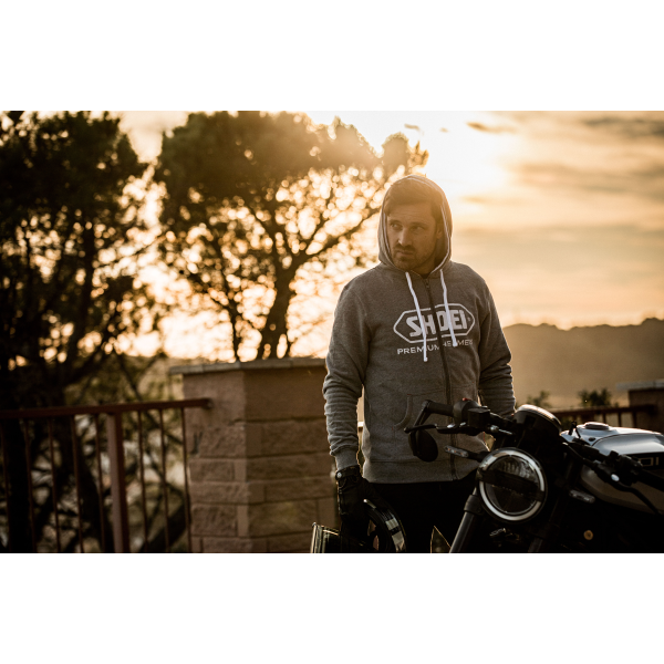 Shoei Vintage 2 Zipped Hoodie Grey - FREE UK Shipping, FREE 365 Day Returns | Moto Central