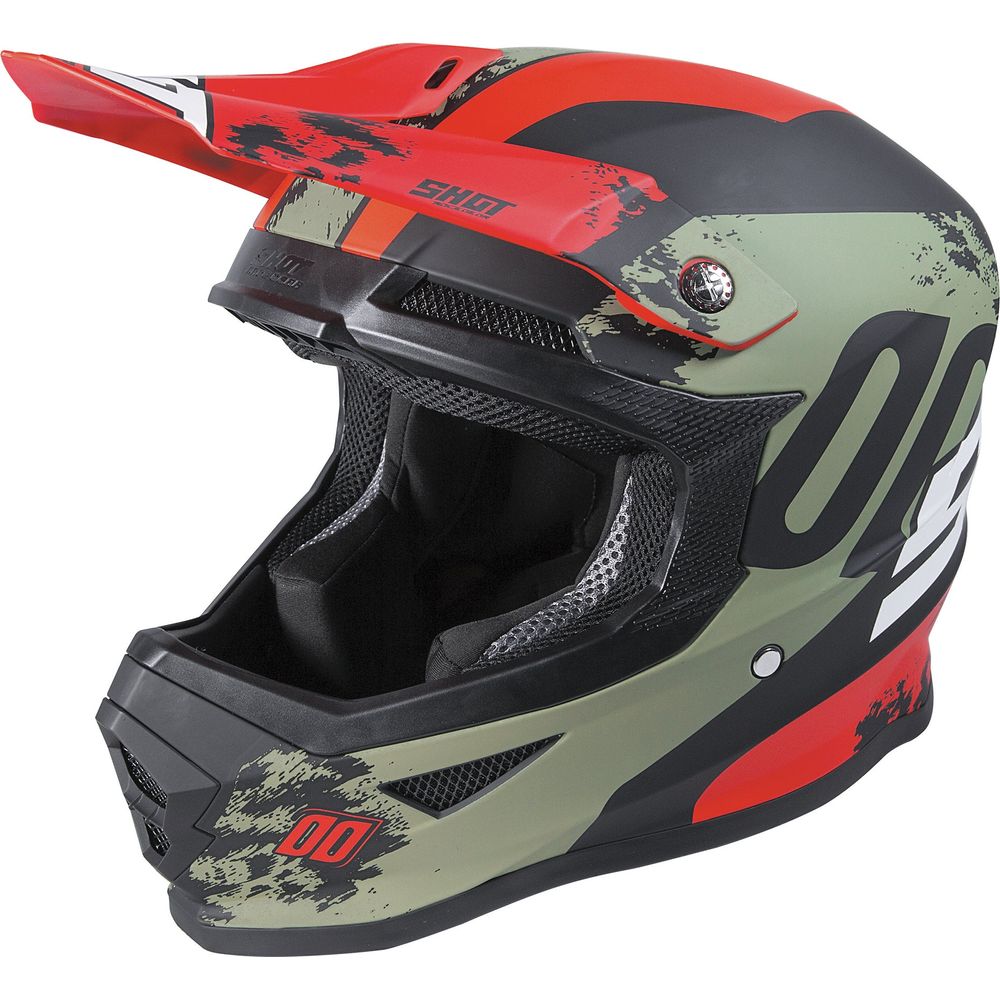 Shot Furious MX Helmet Shadow Kaki / Matt Red