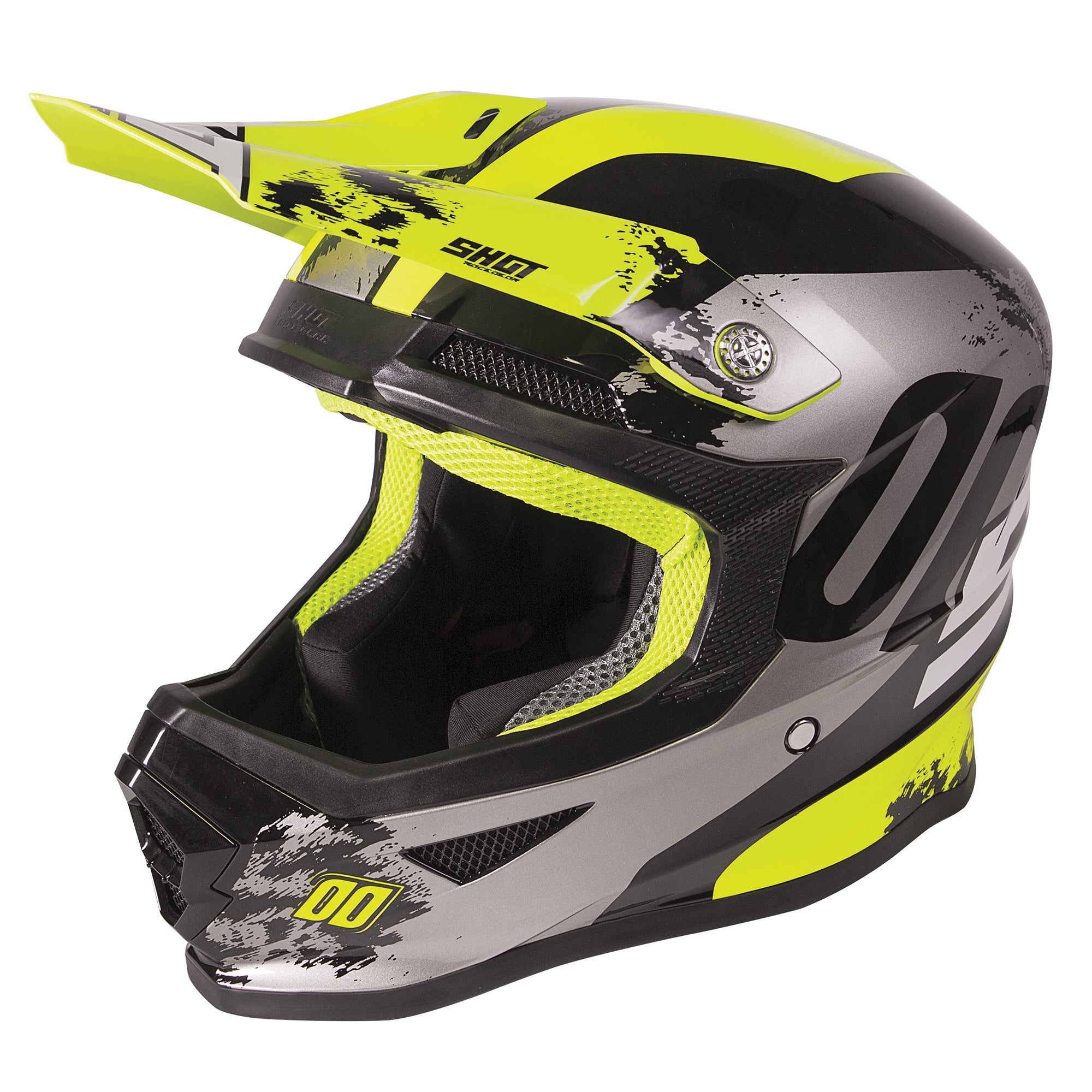 Shot Furious MX Helmet Shadow Glossy Neon Yellow  - FREE UK Delivery - Moto Central