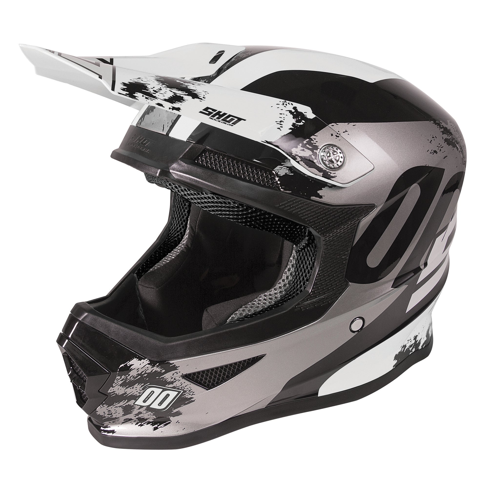 Shot Furious Kids MX Helmet Shadow Black / Glossy White