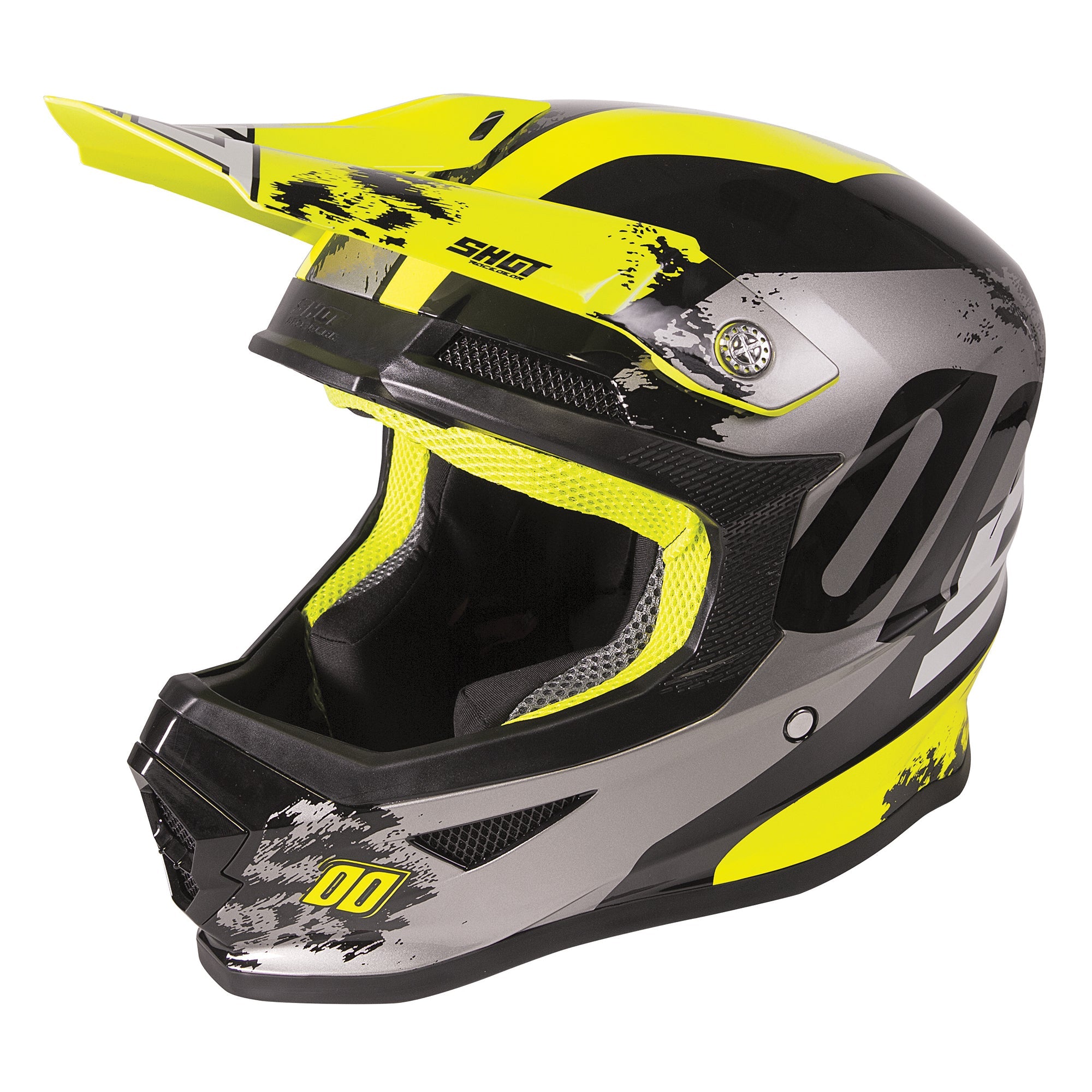 Shot Furious Kids MX Helmet Shadow Glossy Neon Yellow