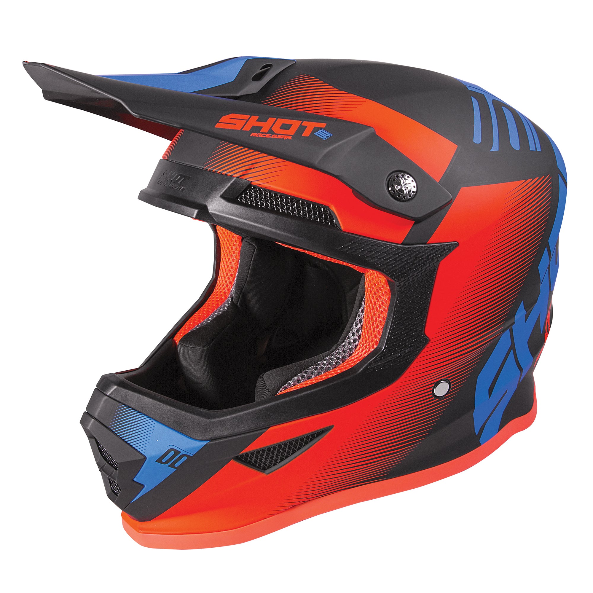 Shot Furious Kids MX Helmet Trust Blue / Glossy Neon Orange  - FREE UK Delivery - Moto Central