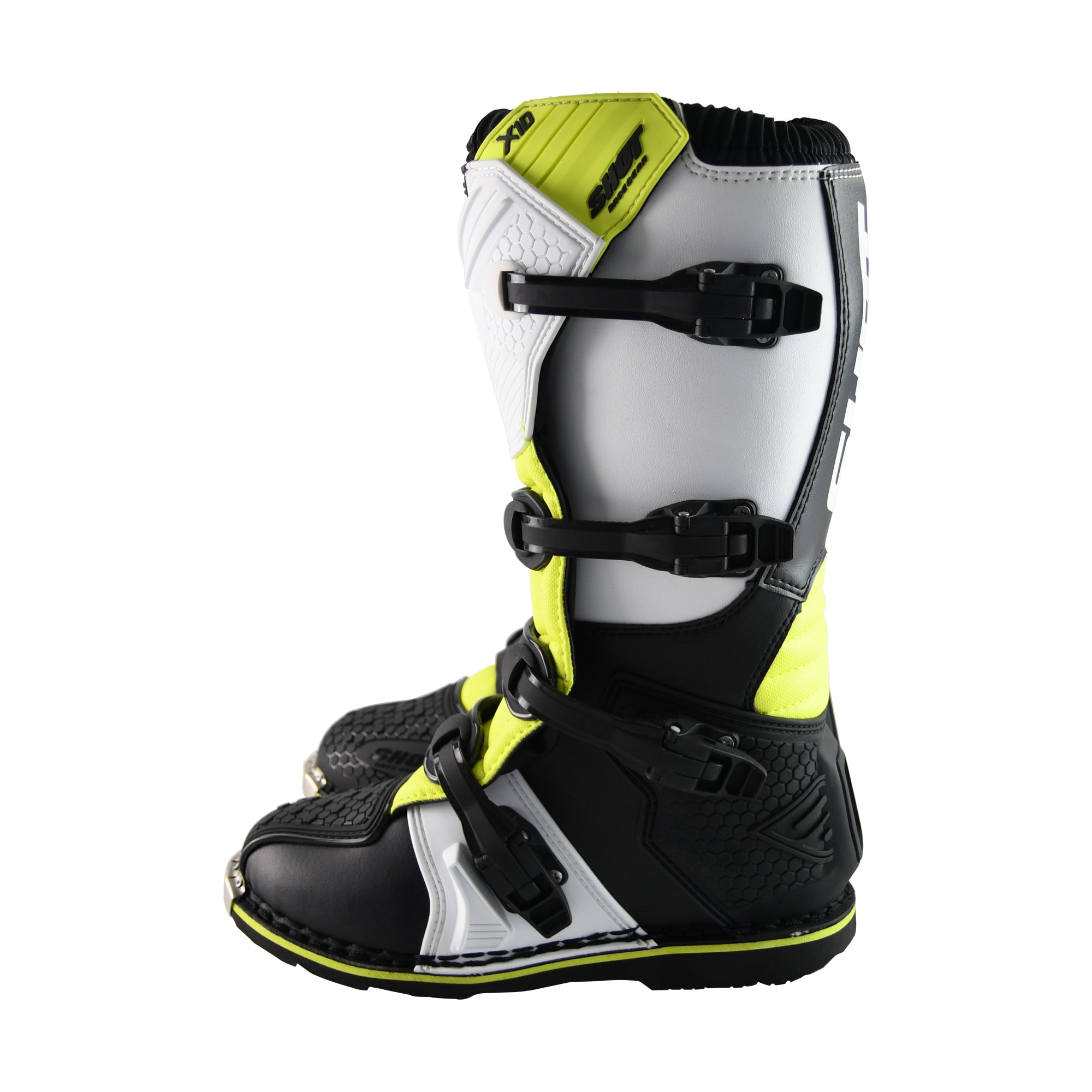 Shot X10 2.0 MX Boots Black / White / Yellow - FREE UK Shipping, FREE 365 Day Returns | Moto Central