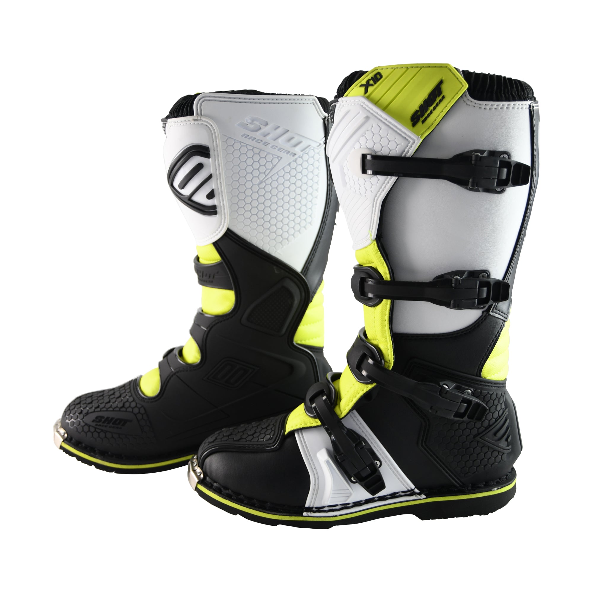 Shot X10 2.0 MX Boots Black / White / Yellow  - FREE UK Delivery - Moto Central