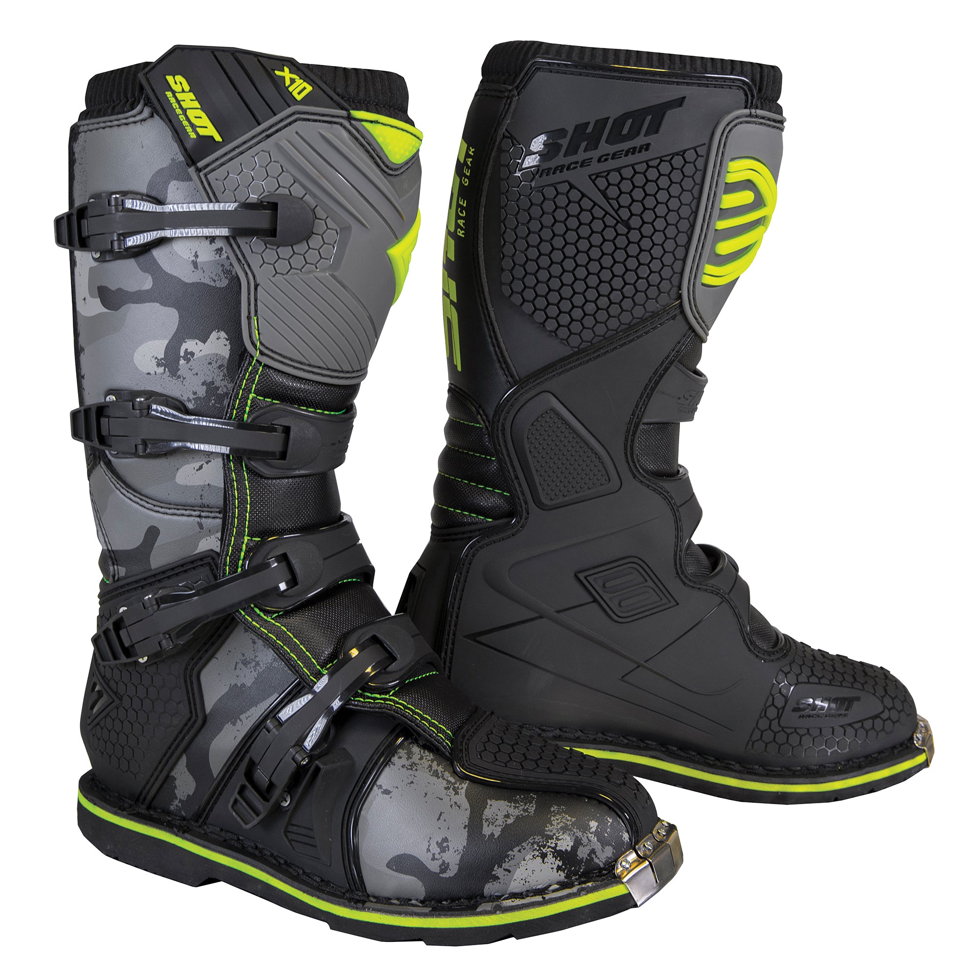 Shot X10 2.0 MX Boots Black / Camo  - FREE UK Delivery - Moto Central