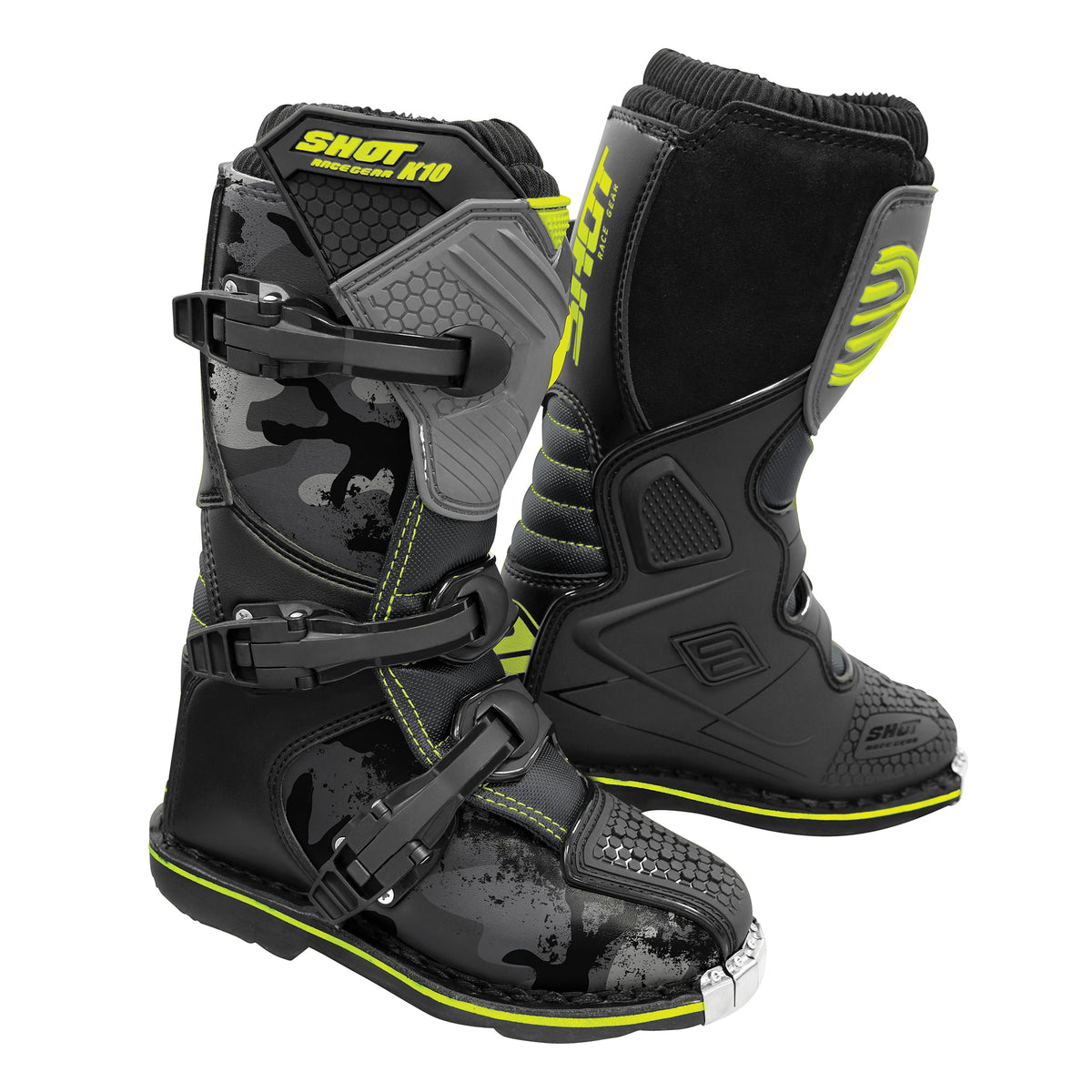 Shot K10 2.0 Kids MX Boots Black / Camo