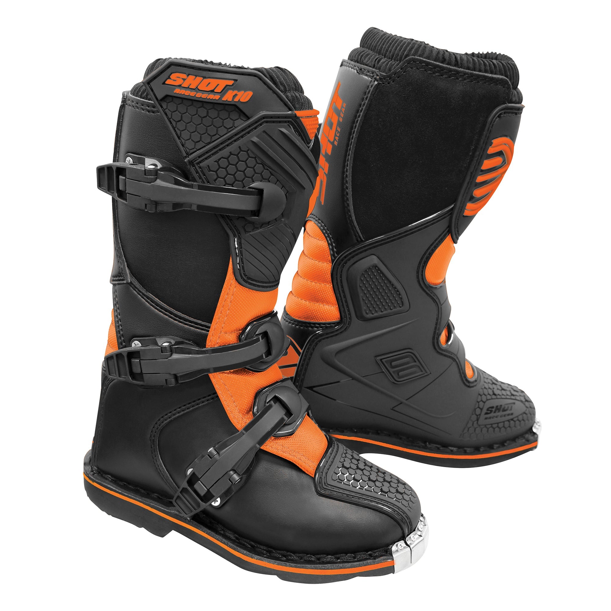 Shot K10 2.0 Kids MX Boots Black / Neon Orange