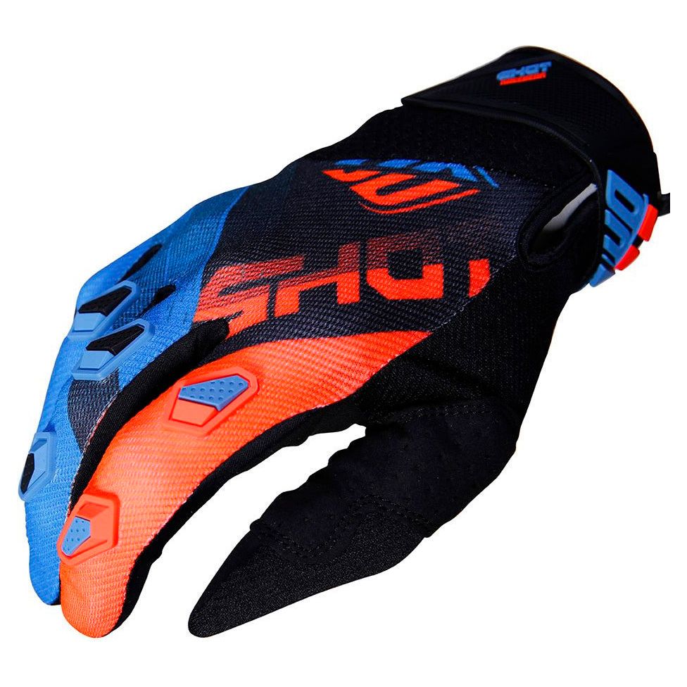 Shot Devo Ultimate Gloves Blue / Neon Orange  - FREE UK Shipping, FREE 365 Day Returns | Moto Central