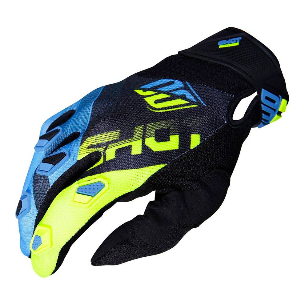 Shot Devo Ultimate Gloves Blue / Neon Yellow  - FREE UK Shipping, FREE 365 Day Returns | Moto Central