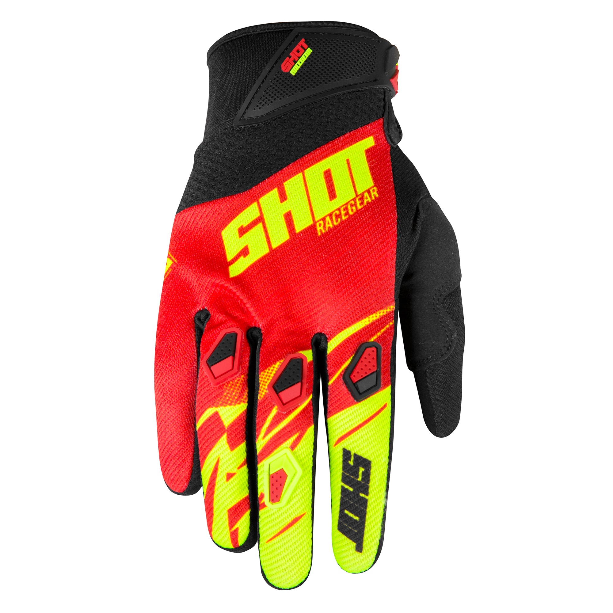 Shot Devo Gloves Ventury Red / Neon Yellow  - FREE UK Delivery - Moto Central