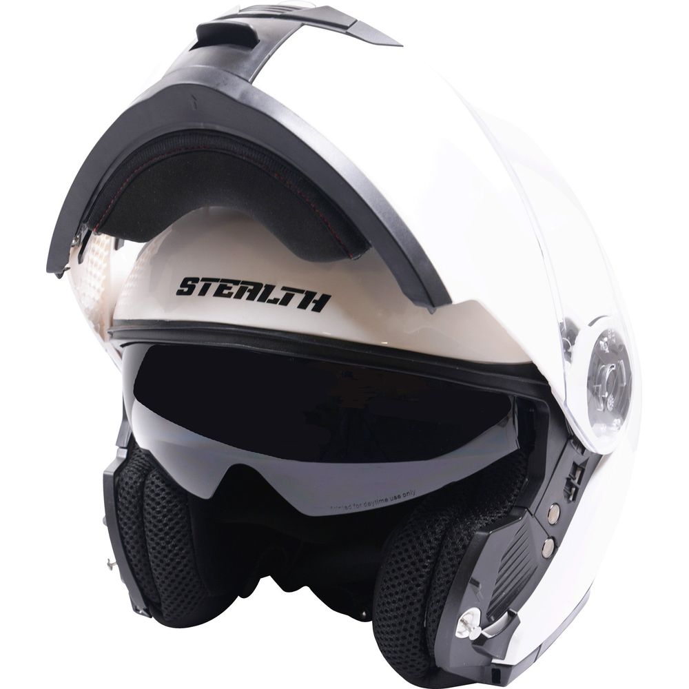 Stealth V159 Flip-Up Helmet Plain Gloss White