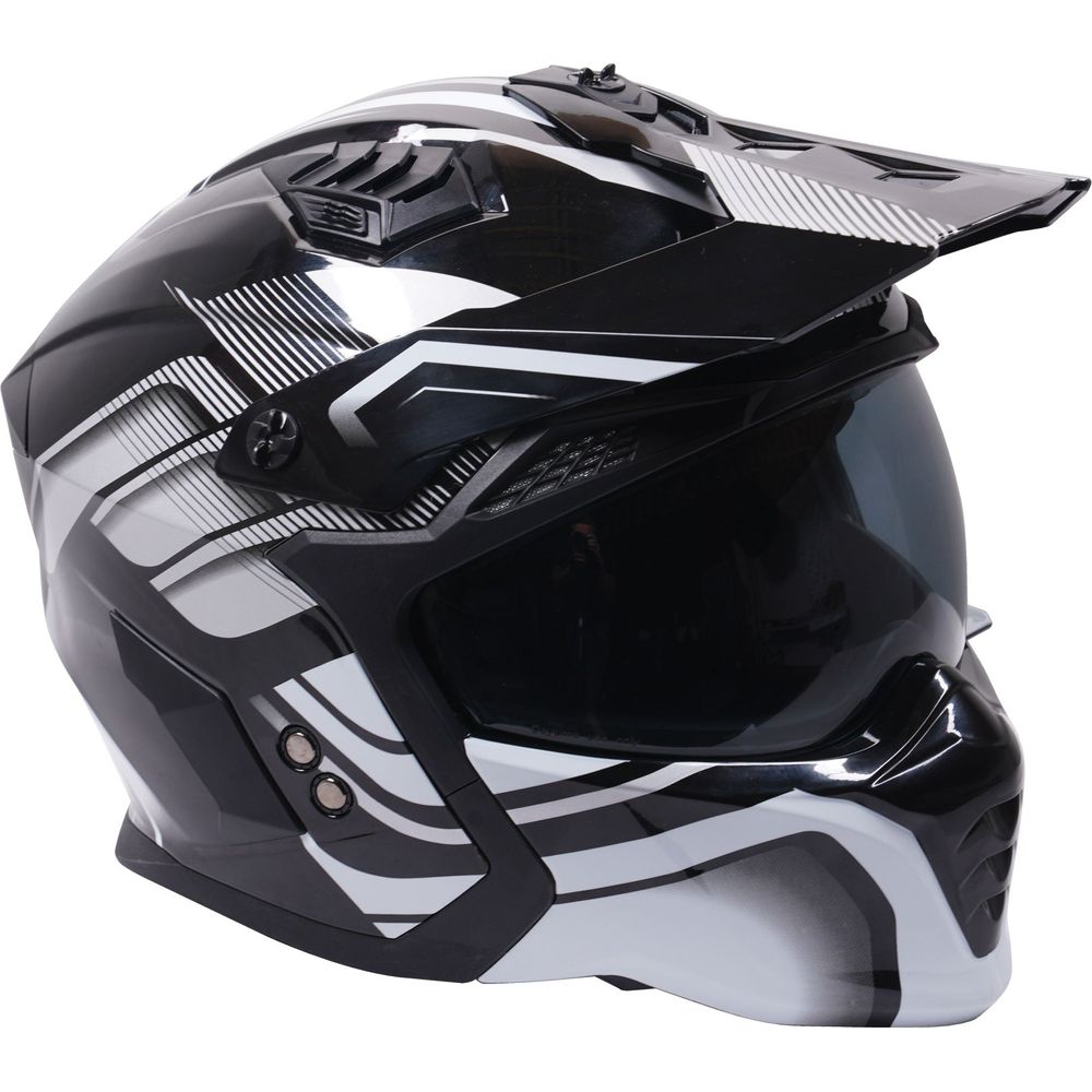 Stealth Fighter HS711 Convertible Helmet Graphic Orbit Black / Gloss Silver - FREE UK Shipping, FREE 365 Day Returns | Moto Central