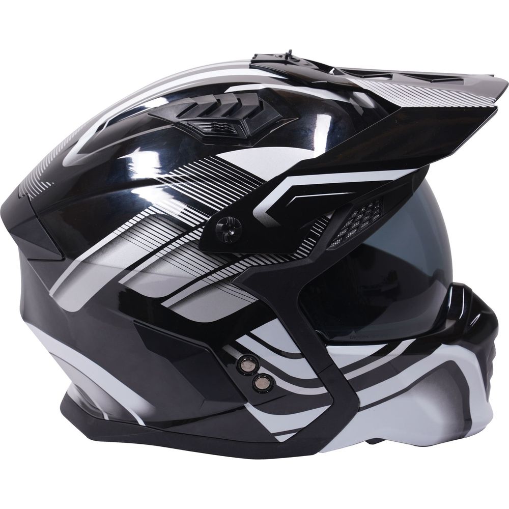 Stealth Fighter HS711 Convertible Helmet Graphic Orbit Black / Gloss Silver - FREE UK Shipping, FREE 365 Day Returns | Moto Central