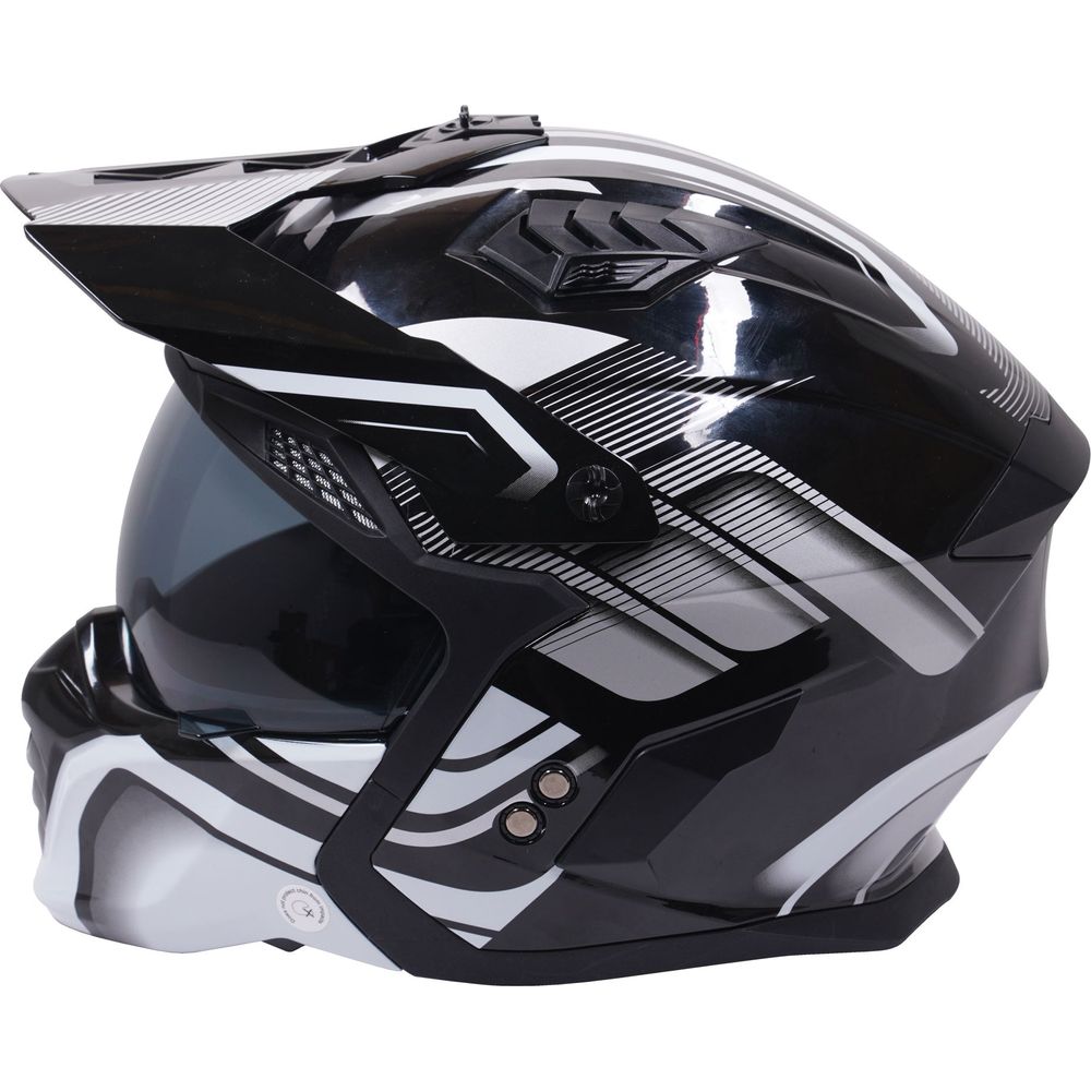 Stealth Fighter HS711 Convertible Helmet Graphic Orbit Black / Gloss Silver - FREE UK Shipping, FREE 365 Day Returns | Moto Central