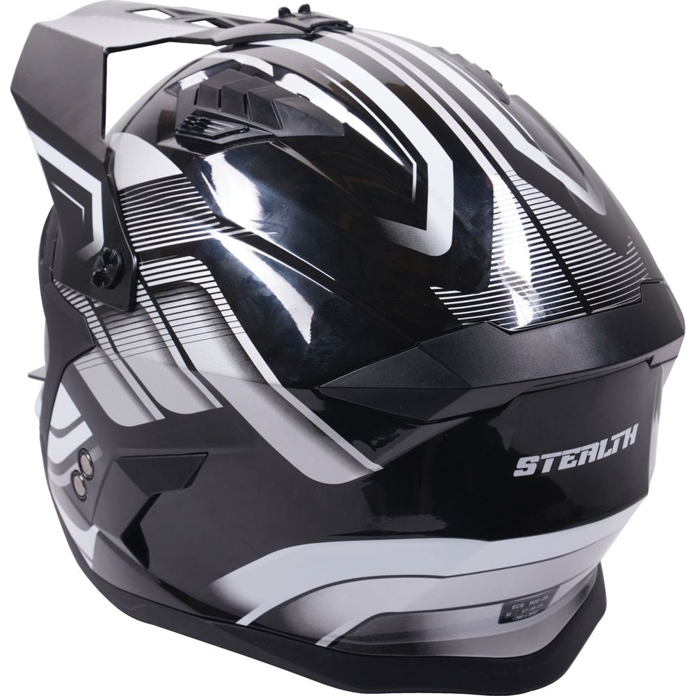 Stealth Fighter HS711 Convertible Helmet Graphic Orbit Black / Gloss Silver - FREE UK Shipping, FREE 365 Day Returns | Moto Central