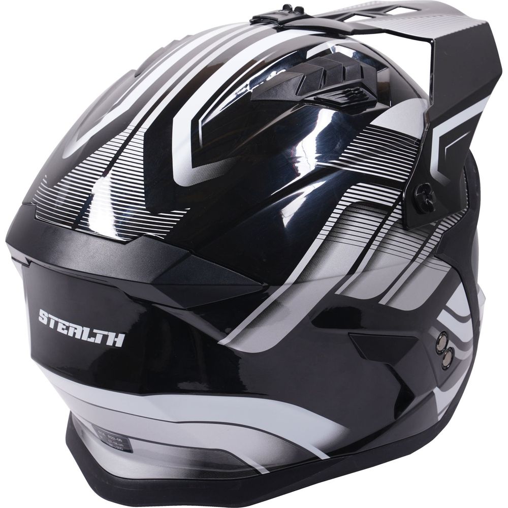 Stealth Fighter HS711 Convertible Helmet Graphic Orbit Black / Gloss Silver - FREE UK Shipping, FREE 365 Day Returns | Moto Central