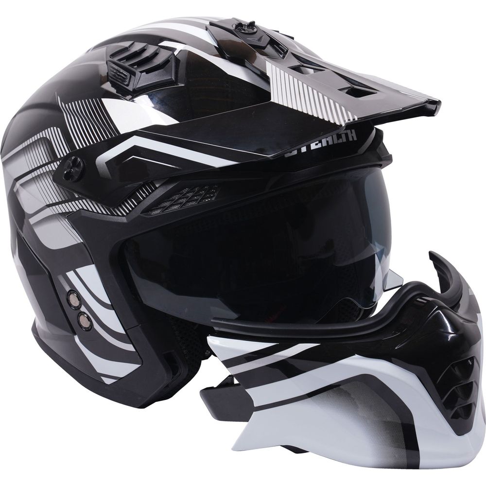 Stealth Fighter HS711 Convertible Helmet Graphic Orbit Black / Gloss Silver - FREE UK Shipping, FREE 365 Day Returns | Moto Central