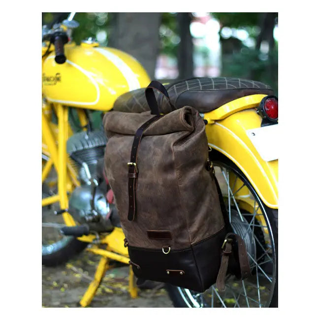 Trip Machine Backpack / Saddlebag Tobacco Brown  - FREE UK Shipping, FREE 365 Day Returns | Moto Central