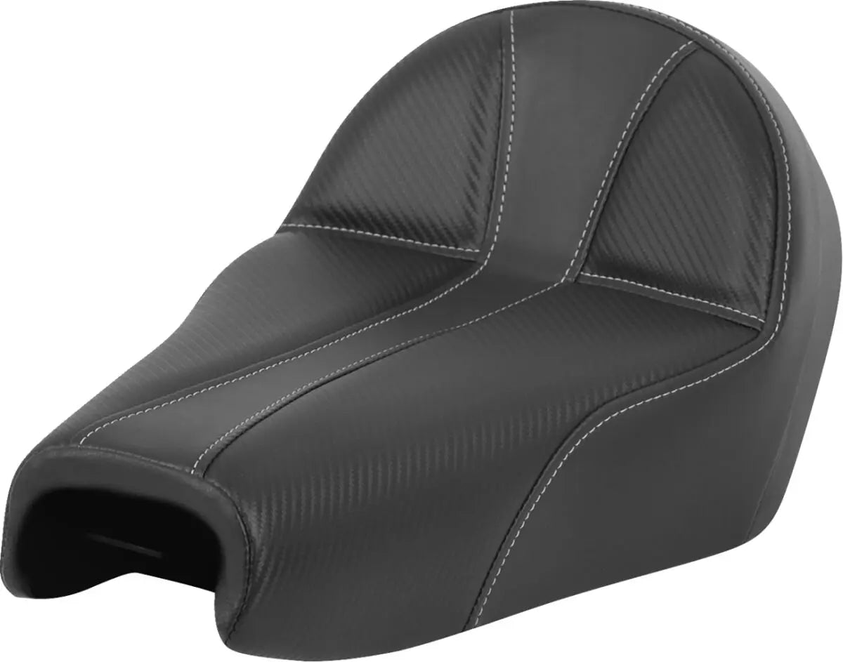 Saddlemen Dominator Solo Silver Stitching Seat With Backrest Black - FREE UK Shipping, FREE 365 Day Returns | Moto Central