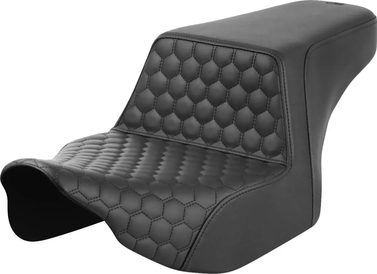 Saddlemen Honeycomb Front Step-Up Black Stitching Seat Black - FREE UK Shipping, FREE 365 Day Returns | Moto Central