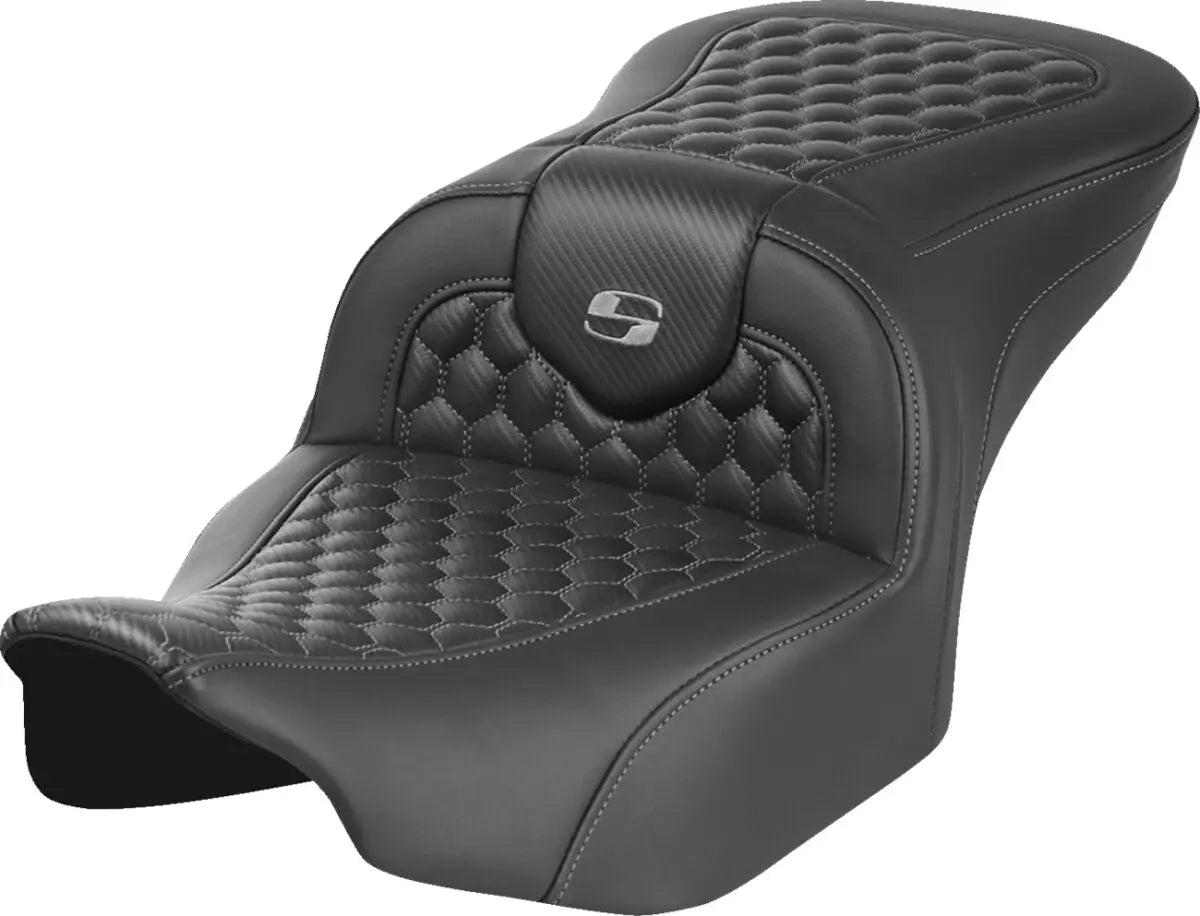 Saddlemen Honeycomb Roadsofa Grey Stitching Seat Black / Grey - FREE UK Shipping, FREE 365 Day Returns | Moto Central