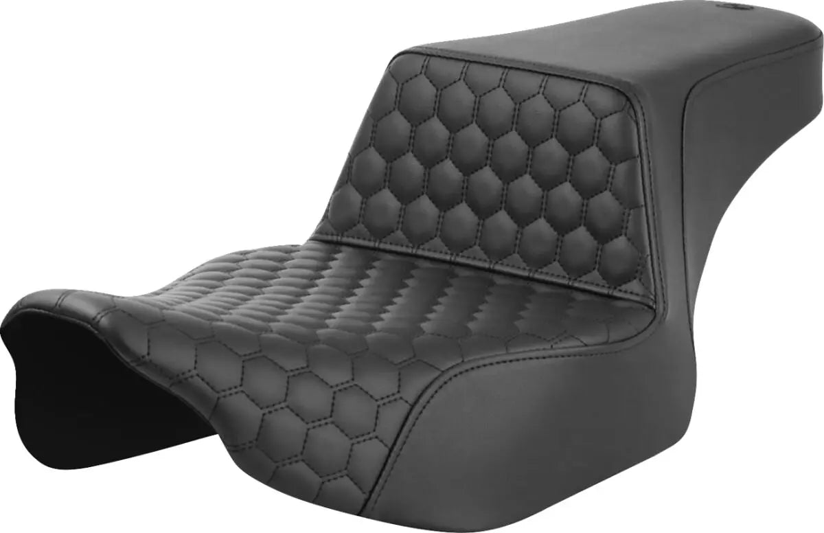 Saddlemen Honeycomb Step-Up Black Stitching Extended Reach Seat Black - FREE UK Shipping, FREE 365 Day Returns | Moto Central