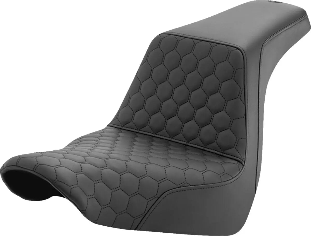 Saddlemen Honeycomb Step-Up Black Stitching Seat Black - FREE UK Shipping, FREE 365 Day Returns | Moto Central